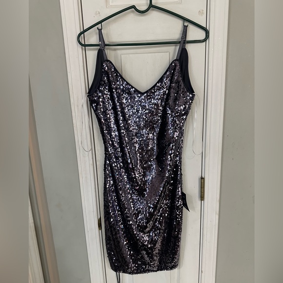 Lulus Charcoal Grey Sequin Bodycon Mini Dress - Picture 2 of 8